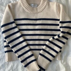 La Ligne Striped Crew Neck Sweater in Cream and Navy